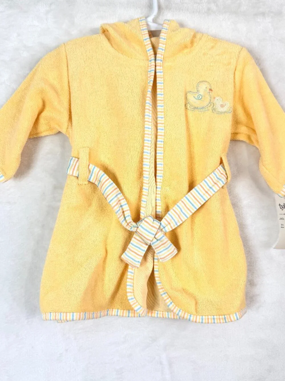 NEW Tykes Carters Terry Towel Duck Hooded Bath Robe One Size 0-9 Months Yellow